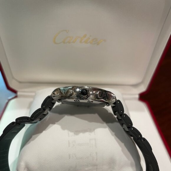 Authentic Cartier Chronoscaph Chronograph Quartz Black Dial Ladies Watch - Picture 8 of 13